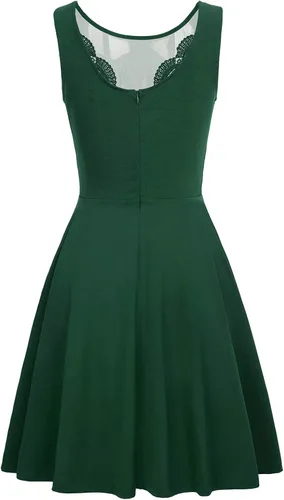 Vista 3 de GRACE KARIN - Vestido de fiesta acampanado sin mangas con encaje y cuello en V profundo para mujer