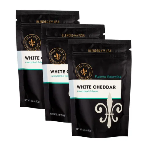 Vista 8 de Condimento para palomitas de maíz cheddar blanco, sin OMG y sin gluten, vegetariano, palomitas gourmet reales, condimento de palomitas de maíz bajas