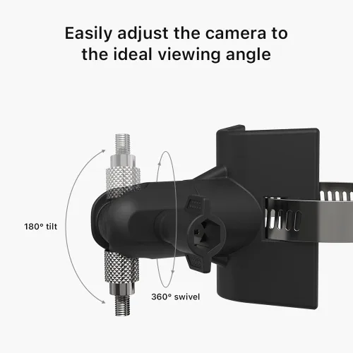 Vista 4 de Holicfun Montaje en poste de cámara de seguridad exterior sin perforación, Universalmente compatible con cámaras Ring, Blink, Eufy, Wyze, Arlo, Negro