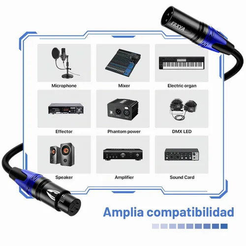 Vista 2 de EBXYA Cables XLR, 1.5 pies paquete de 6 cables XLR macho a hembra
