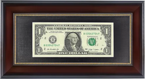 Vista 13 de GMFrames Marco de billetes de dólar de caoba con vidrio real de estera negra