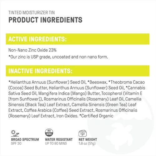 Vista 6 de Crema facial tintada ultra-hidratante Raw Element, protector solar mineral no tóxico para la cara, hidratante diario tintado, óxido de zinc no nano