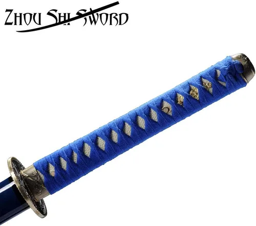 Vista 4 de Samurai Katana Warrior Sharp Sword 1060 Acero de alto carbono Espiga completa Forja de mano japonesa vaina