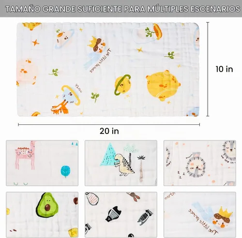Vista 4 de Paños de muselina para bebé, algodón suave, 6 capas, grandes, 20 Multicolor