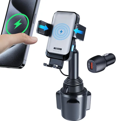 Vista 8 de 1Zero Cargador inalámbrico de auto con sujeción automática, soporte de teléfono resistente de 15 W, carga rápida para iPhone 16 15 Pro Max Plus 14