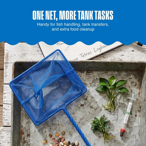 Vista 2 de PENN-PLAX Quick-Net Red para peces de acuario – Duradera, fuerte y segura – El color puede variar (azul o verde) – Red de 6 x 5 pulgadas – Mango