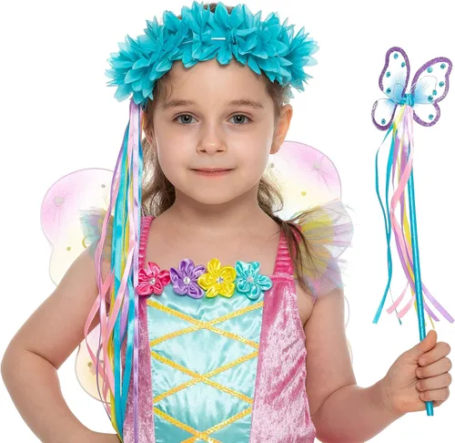 Vista 2 de Spooktacular Creations Disfraz de hada arco iris, disfraz de hada de unicornio para niñas, disfraz de cuento de hadas, disfraz de princesa