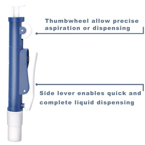 Vista 2 de ONiLAB Bombas de pipeta, bomba de pipeta científica de 2 ml, azul, para pipetas desechables de plástico y vidrio..