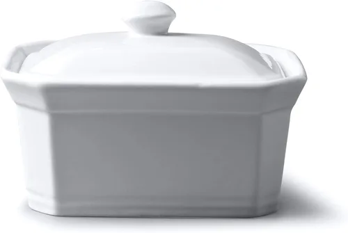 Vista 10 de WM Bartleet & Sons 1750 Plato de mantequilla/terrina con tapa, porcelana, color blanco