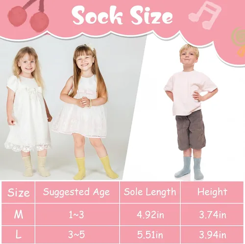 Vista 3 de 6/8 Pairs Toddler Baby Grippy Socks, Cute Seamless Non Slip Grip Ankle Socks for Toddler Girls Boys Kids, 1-5 Y