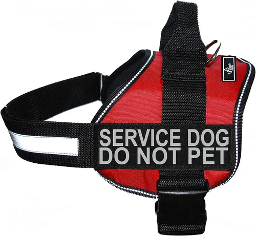 Vista 10 de Doggie Stylz El chaleco de arnés para perro de servicio viene con 2 parches reflectantes extraíbles para perros de servicio, no mascotas; mide al