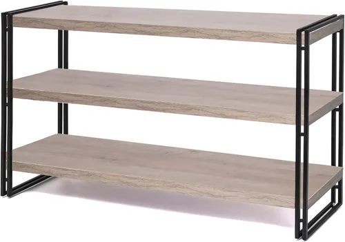 Vista 8 de Estantería industrial de madera rústica y metal de 3 niveles (gris oscuro, 3 niveles)