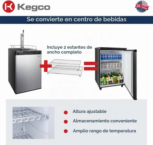 Vista 6 de Dispensador de cerveza de barril digital Kegco K309 Kegerator, Acero inoxidable