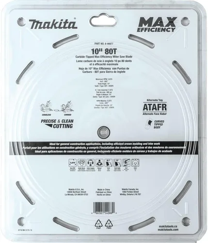 Vista 5 de Makita B-66977 Hoja de sierra ingletadora de máxima eficiencia con punta de carburo 80T de 10