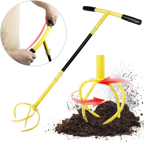 Vista 2 de Altdorff Taladro manual para jardinería, cultivador manual de garra de jardín con mango ergomómico, cultivador de acero, aireador de césped