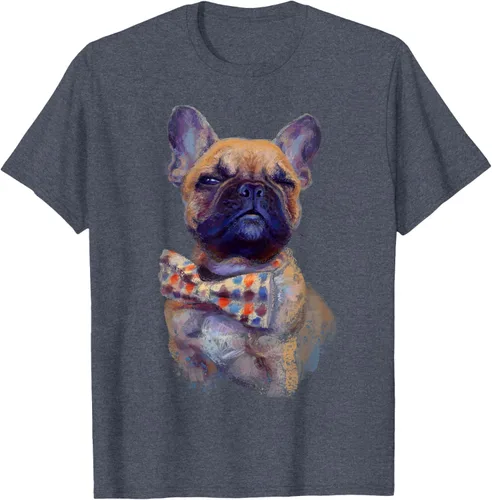 Vista 35 de Camiseta de bulldog francés con estampado realista, artística de bulldog francés, Negro, S