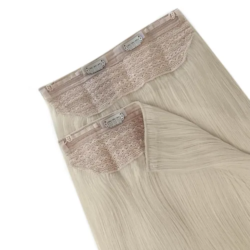 Vista 35 de Easyouth Extensión de cabello humano rubio con cola de caballo, extensiones de cabello humano rubio dorado con reflejos rubios, extensiones