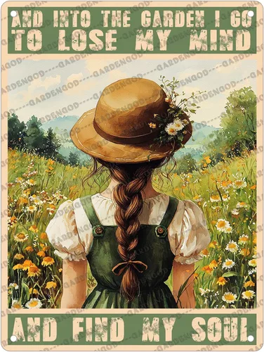 Vista 43 de Letrero de metal con texto en inglés «And Into the Garden I Go To Lose My Mind And Find My Soul For Mind», póster de hojalata para el hogar, hombre