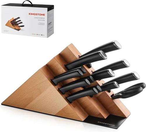 Vista 11 de KINGSTONE Juego de 14 cuchillos con portacuchillos, cuchillos de acero inoxidable de alto carbono con filo de precisión y durabilidad prolongada