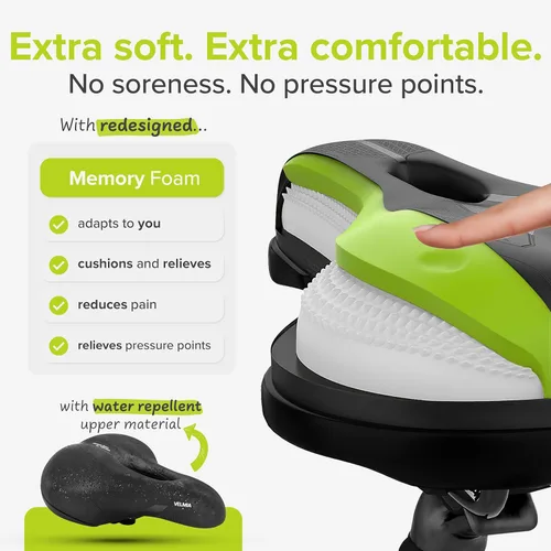 Vista 3 de VELMIA Sillín de bicicleta - Cómodo sillín para hombres y mujeres - Concepto de 3 zonas - Asiento de bicicleta impermeable con diseño ergonómico