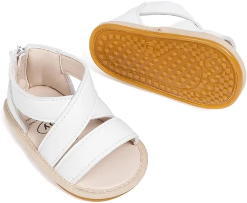 Vista 71 de Meckior Sandalias de verano con punta abierta y suave de piel sintética para bebés y niñas pequeñas