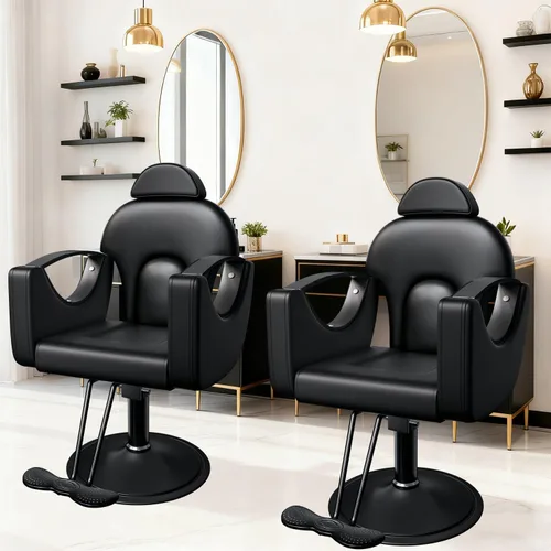Vista 2 de Silla de salón, silla reclinable para estilista, silla de peluquería con bomba hidráulica resistente, silla de peluquería para peluquería trenzada