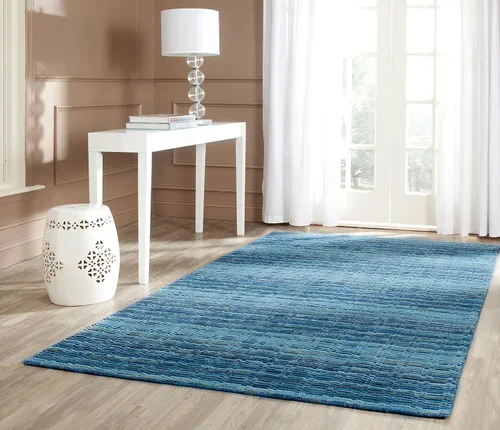 Vista 6 de SAFAVIEH Himalaya Collection - Alfombra decorativa, 2 x 3 pies, azul y multicolor, lana hecha a mano, ideal para zonas de alto tráfico en entrada