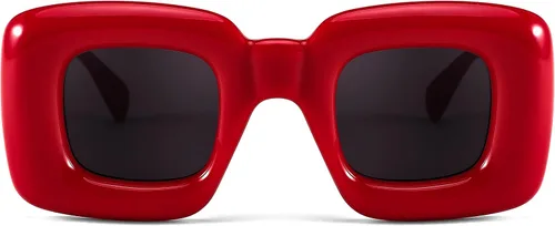 Vista 2 de FEISEDY Lindas gafas de sol cuadradas infladas para mujeres y hombres, modernas de gran tamaño, marco grueso, divertidas sombras estéticas B9097