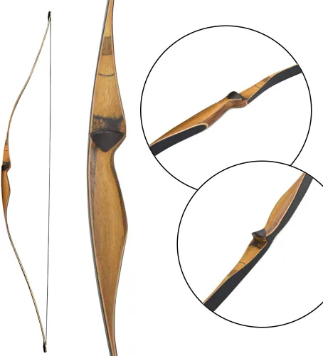 Vista 4 de Juego de arco recurvo y flechas de 54 pulgadas, 10-35 libras, hecho a mano, arco largo tradicional de caza, con 3 flechas de madera y carcaj de arco