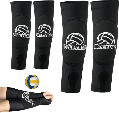 Vista 7 de Mangas acolchadas para brazos de voleibol para niñas, mangas acolchadas para antebrazo con orificio para el pulgar, almohadillas para brazos