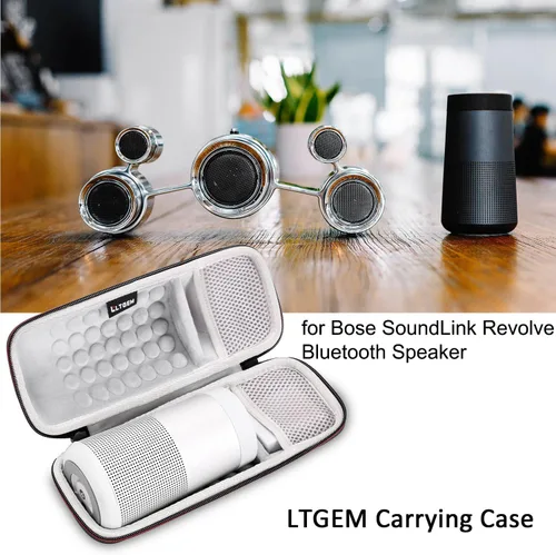 Vista 8 de LTGEM - Carcasa rígida de EVA para altavoz Bluetooth Bose SoundLink Revolve or Revolve (Serie II) con bolsillo de malla, color negro