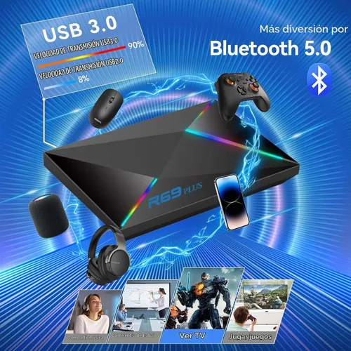 Vista 7 de EASYTONE Caja de TV Android 14.0 2026, 4GB RAM 32GB ROM Android 14 TV Box 4K 8K WIFI6 1000M Ethernet Smart TV Cajas HDR10 R69 Plus H728 Octa-core TV