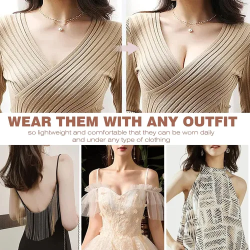 Vista 6 de Fiviow Push Up Sticky Bra for Women, 2 Pairs Reusable Invisible Bra Backless Strapless Bra Adhesive Bra