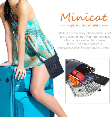 Vista 7 de MINICAT INICAT Women RFID Blocking Small Crossbody Bags Cell Phone Purse Built in Wallet