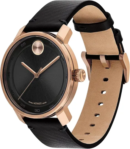 Vista 2 de Movado Bold Access Men's Quartz Watch, Swiss Movement, Leather Strap, Water-Resistant up to 3ATM, Classic Timepiece - Gift for Him - 41mm