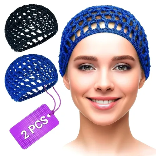 Vista 12 de KETAR 4 redes para el cabello para dormir, 5.5 x 7, gorra de malla viscosa Red para el cabello para prensa de seda; suave y cómoda para un uso