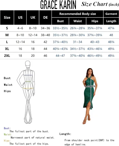 Vista 6 de GRACE KARIN Vestido de lentejuelas halter para mujer, sin mangas, con volantes, vestido de fiesta de cóctel, bodycon con abertura, vestido de sirena
