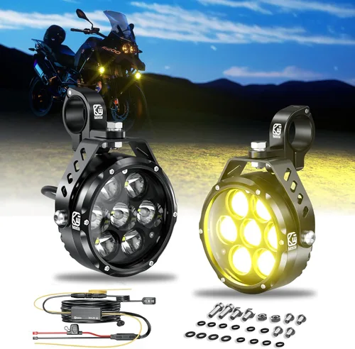Vista 8 de Kewig Cápsulas de Luz LED Blanco Ámbar de 4 Pulgadas 96W, 6 Modos Cápsulas de Luz Antiniebla de Doble Color Cubo, Luces Combo Spot Flood