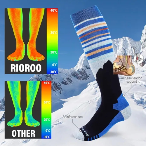 Vista 3 de RIOROO Calcetines de esquí de lana merino, paquete de 23 pares de calcetines de esquí y snowboard para hombres, mujeres y jóvenes, calcetines