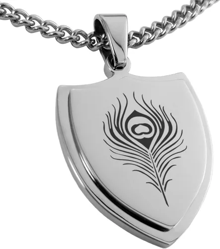 Vista 38 de Collar con colgante de escudo de dioses griegos de acero inoxidable