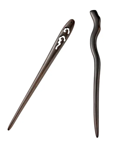 Vista 9 de Palillos clásicos hechos a mano tallados para el cabello, sándalo negro natural (ébano), palillos para peinar, accesorio para hacer updo, 7 pulgadas