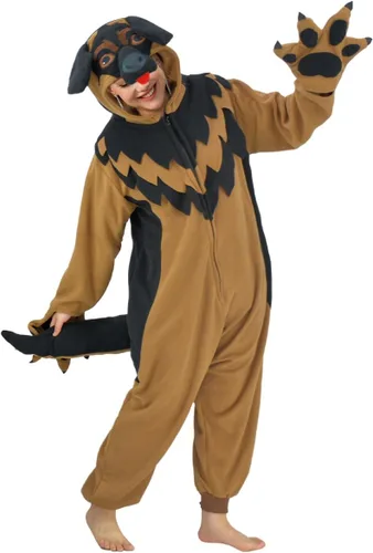 Vista 4 de Pijama unisex de una pieza de pastor alemán para adultos, disfraz de Navidad, Halloween, ropa de dormir para mujer