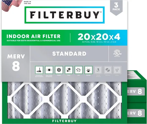 Vista 32 de Filterbuy Filtro de aire MERV 8 de 8 x 14 x 1 pulgadas para defensa contra el polvo y las alergias (paquete de 3), filtros electrostáticos plisados
