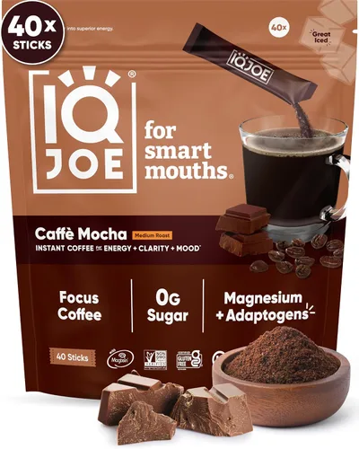 Vista 12 de IQJOE Paquetes de Café de Hongos (40 Porciones) Melena de León, Magnesio Magtein, Antioxidantes, Adaptógenos - Negro Original - Café Instantáneo