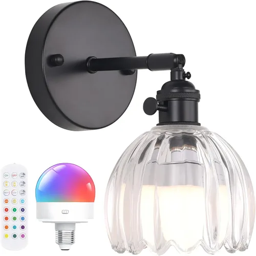 Vista 41 de Shenmoyl Aplique de pared vintage a pilas con bonita pantalla de vidrio de tulipán blanco, inalámbrico, recargable, luz de pared funciona