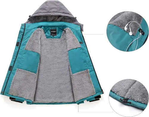 Vista 2 de Mden Chaqueta de esquí impermeable para mujer, resistente al viento, con aislamiento de forro polar