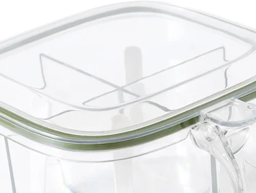 Vista 9 de TOPINCN Caja de condimentos con 4 compartimentos con tapa y 4 cucharas de servir, recipiente transparente para condimentos, contenedor de cocina