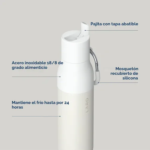 Vista 3 de LARQ Botella con Tapa Flip Top de 17 oz - Botella de Agua Reutilizable y Aislada de Acero Inoxidable con Popote Sin BPA Para Deportes, Gimnasio