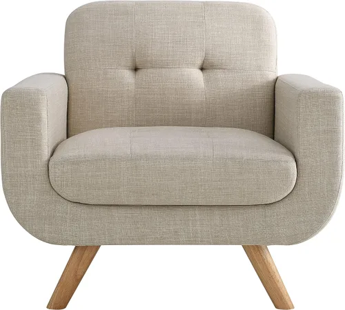 Vista 3 de Rosevera Elena - Sillón contemporáneo con tapicería de lino, muebles de sala de estar, color beige