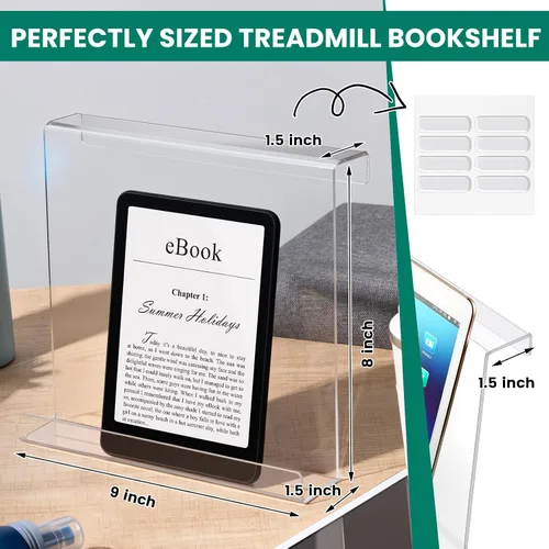 Vista 2 de Jetec Soporte para libros para cinta de correr, estante de lectura acrílico transparente para cinta de correr, soporte universal, tableta, revistas